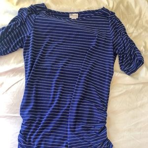 Motherhood Maternity Blue White Stripe Blouse M